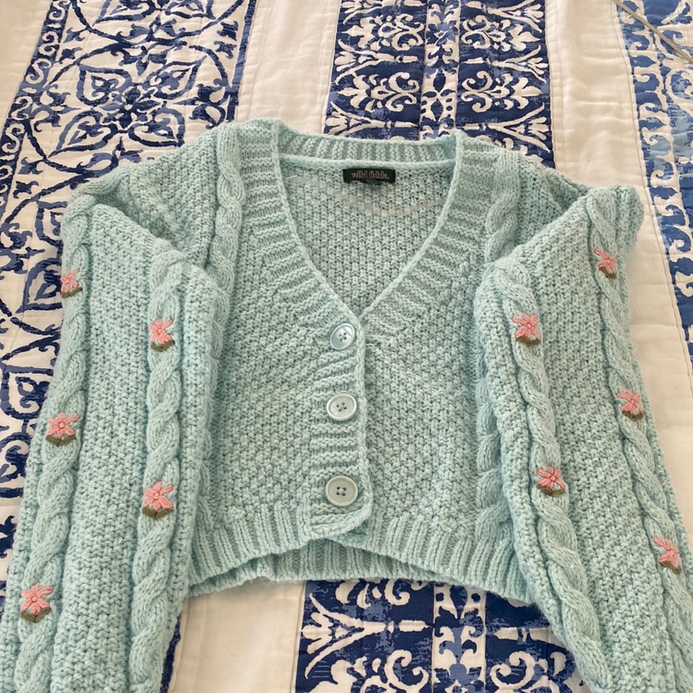 Cropped embroidered cardigan
